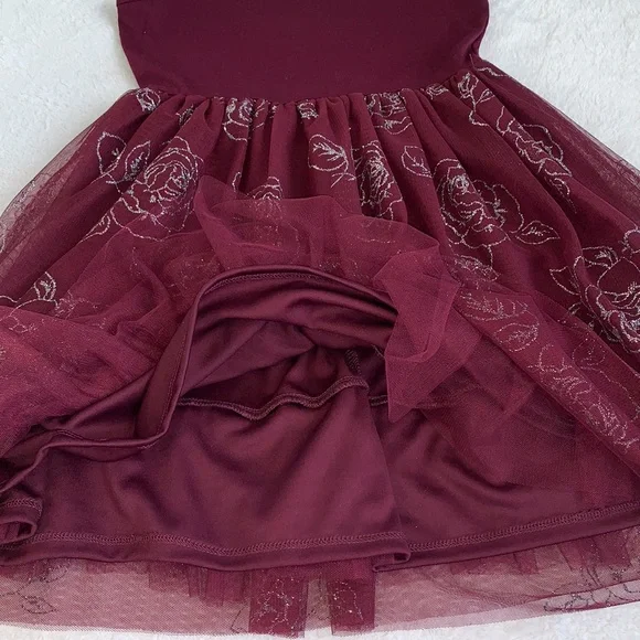Knitworks Burgundy Glitter Roses Tank Dress 10 EUC - Picture 5 of 10